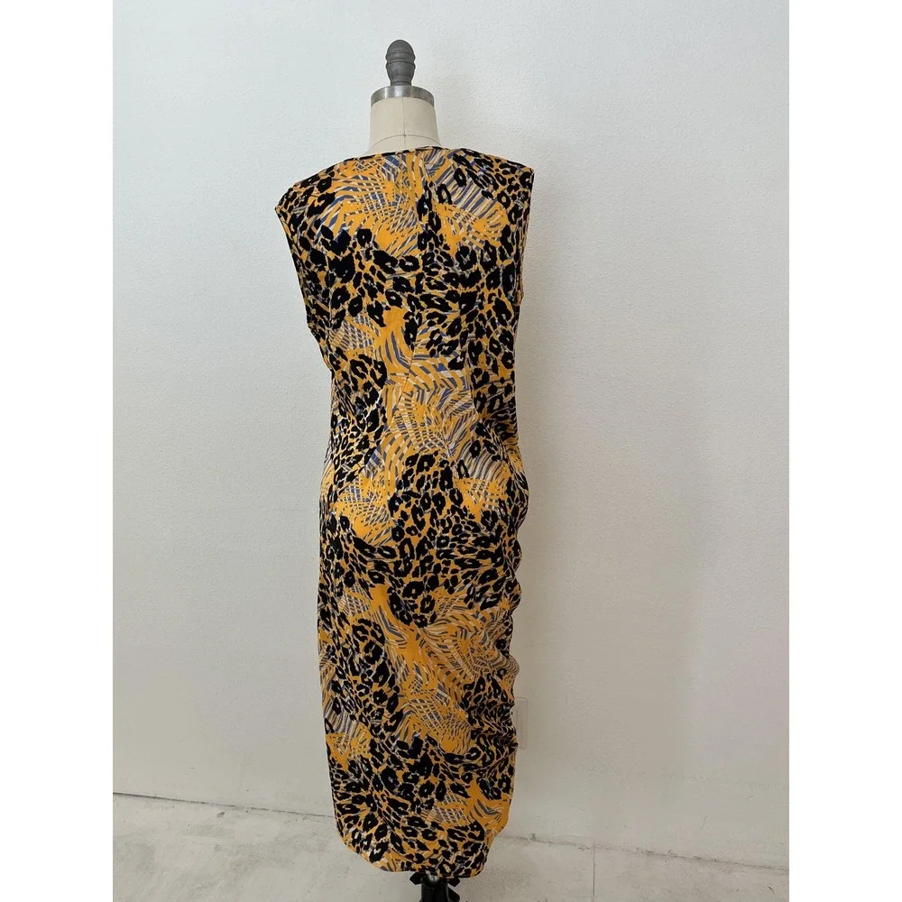 Maria Cornejo Silk Dress Animalia Bias Cut Womens 4 Leopard Animal Print USA - Picture 9 of 15
